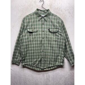 Carhartt Work Shirt Men XL Green White Plaid Heavy Button Down Cotton 100123 369